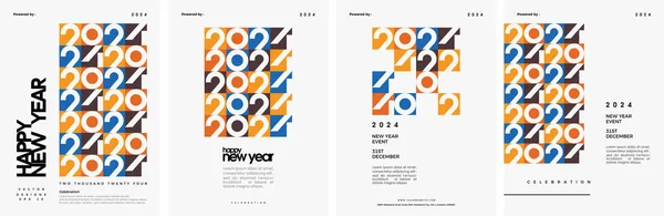 2024 Γιορτή Του Νέου Έτους Πολύχρωμο Αριθμό Μοντέρνο Και Μοναδικό — Διανυσματικό Αρχείο