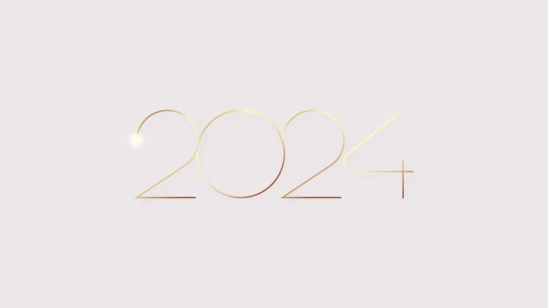 Szczęśliwego Nowego Roku Kinowy Złoty Numer 2024 Kontekst Uroczystości Pozdrowienia — Wideo stockowe