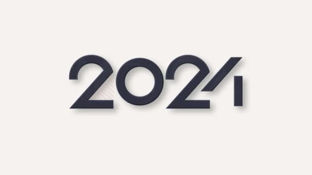Ευτυχισμένο Νέο Έτος 2024 Πρωτοχρονιά Γιορτή Κόμμα Ένα Καθαρό Λευκό — Αρχείο Βίντεο