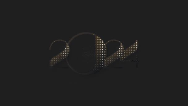 Новым 2024 Годом Анимация Черными Цифрами Блеском Роскошного Золотого Блеска — стоковое видео