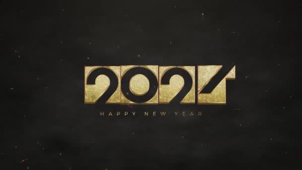 2024 Szilveszteri Animáció Díszdobozszámokkal Luxus Arany Csillogó Fekete Háttér — Stock videók