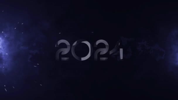 Metallic New Year 2024 Cinematic Style Greeting Celebration Welcoming New — Stock Video