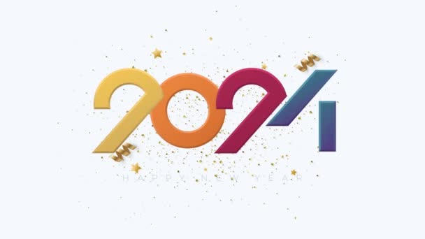 数字2024と豪華なゴールドグリッターのカラフルなアニメーション 新年2024 お祝いと挨拶の背景 — ストック動画