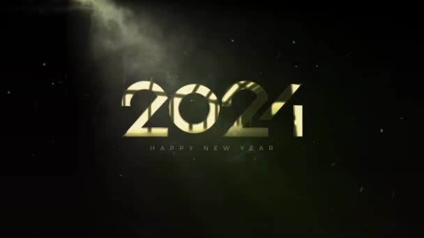 Złoty Błyszczący Nowy Rok 2024 Filmowym Spowolnieniem Nowy Rok — Wideo stockowe