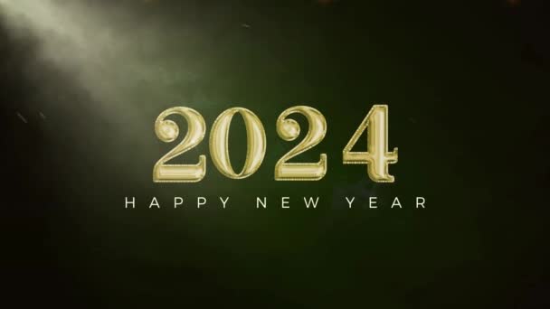 Szczęśliwego Nowego Roku 2024 Animacji Ilustracjami Luksusowych Złotych Balonów Liczb — Wideo stockowe