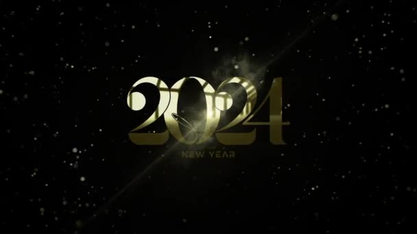 Cinematic Animation 2024 Újévi Ünneplés Fényűző Arany Színnel Elejének Köszöntésére — Stock videók