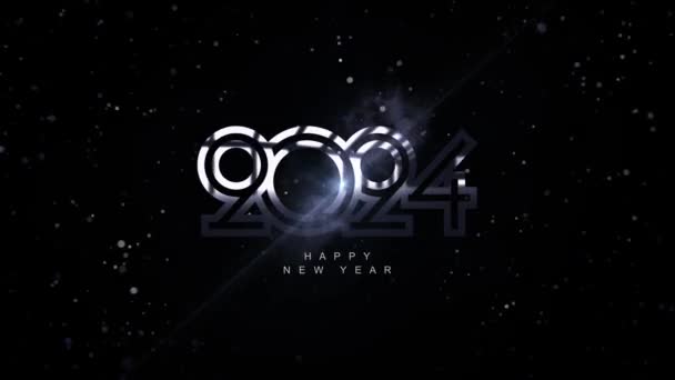 Μεταλλικό Νέο Έτος 2024 Κινηματογραφικό Στυλ Για Χαιρετισμό Εορτασμός Του — Αρχείο Βίντεο