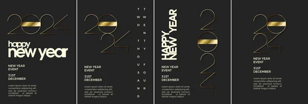 Semplice Felice Anno Nuovo 2024 Disegno Copertina Poster Con Sottili — Vettoriale Stock
