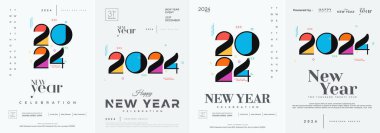 2024 yılını kutlayan renkli bir set. 2024 yılını kutlamak için en iyi tasarım..