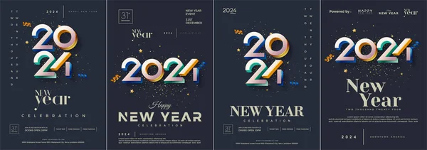 Felice Anno Nuovo Disegno Copertina Poster Con Colorati Numeri Design — Vettoriale Stock