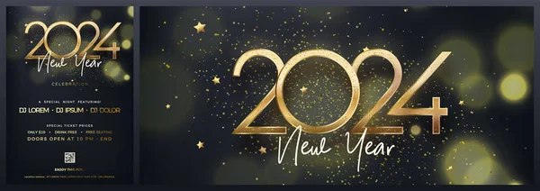 Šťastný Nový Rok 2024 Pozadí Vytříbenými Zlatými Čísly Zlatým Zlatem Royalty Free Stock Vektory