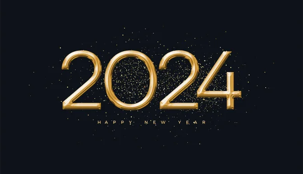 Šťastný Nový Rok 2024 Design Luxusními Elegantními Zlatými Čísly Premium Royalty Free Stock Ilustrace