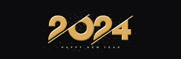 Šťastný Nový Rok Design Číslo2024 Kusem Zlata Premium Vector Šťastný Vektorová Grafika