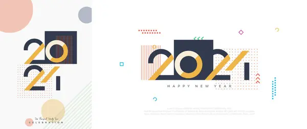 Barevný Šťastný Nový Rok Číslo 2024 Design Moderními Čistými Čísly Royalty Free Stock Vektory