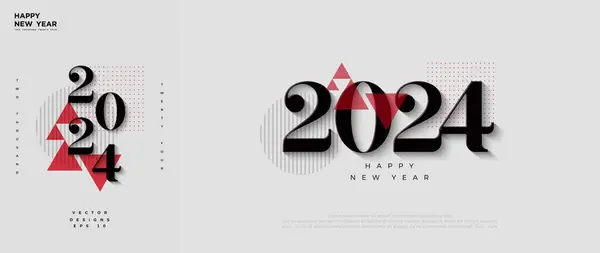 Klasický Šťastný Nový Rok 2024 Design Tučnými Klasickými Čísly Kombinace Royalty Free Stock Ilustrace