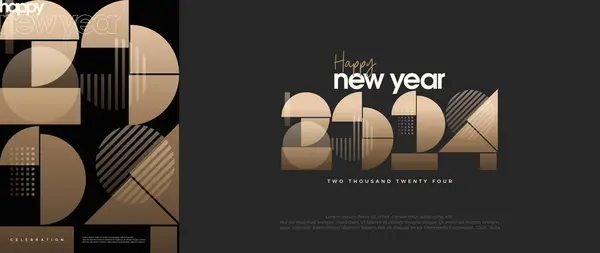 Šťastný Nový Rok 2024 Design Plakát Unikátními Moderními Čísly Ilustrací Royalty Free Stock Ilustrace