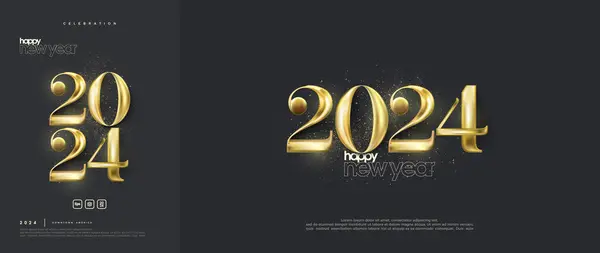 Šťastný Nový Rok 2024 Elegantní Luxusní Lesklými Luxusními Zlatými Čísly Stock Vektory