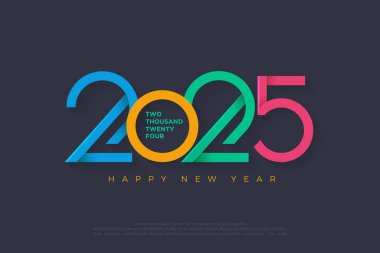 2025 numaralı renkli vektör tasarımı. Bu tasarım dergiler, afişler ve sosyal medya afişleri için uygundur.