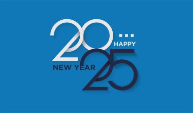 Mutlu yıllar 2025 mavi renkte. 2024 borsası için birinci sınıf vektör tasarımı. Tema vektör tasarımını yükselt.