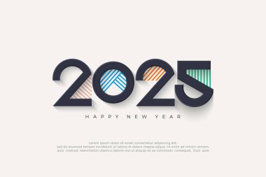 Eşsiz renkli tasarım. Mutlu yıllar 2025. Eşsiz ve nadir sayılarla. Medya konuşması veya yazdırma için premimium vektör tasarımı.