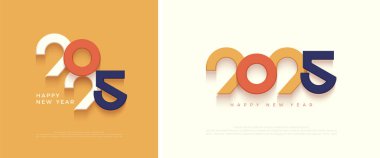 Geçmişe dönük renkli renkleri olan mutlu yeni yıl 2025 klasiği. Takvim, poster, şablon veya poster tasarımı için en iyi tasarım 2025.