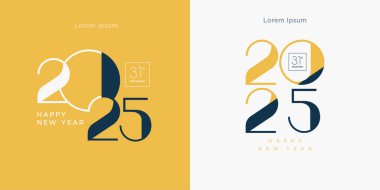 Mutlu yıllar 2025 Eşsiz Modern, Son İki Renkli Vektör Tasarımı. Yeni Yıl Kutlamaları, posterler, afişler, takvim ve sosyal medya paylaşımları için tasarım.