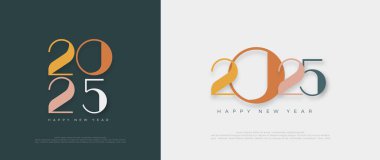 Eşsiz ve zarif numaralarla 2025 yılınız kutlu olsun. Renkli tasarım. Pankart, poster, takvim ve selamlama için en iyi vektör illüstrasyonuName.