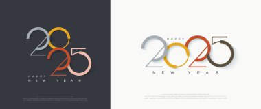 Modern mutlu yeni yıl 2025 tasarımı, güzel renkli rakamlarla. Pankart, poster, takvim ve selamlama için en iyi vektör illüstrasyonuName.