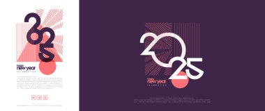 Happy New Year Modern Design Number. With a cover design or poster invitation to Happy New Year 2025. clipart