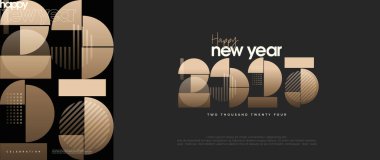 Happy New Year 2025 design poster with unique and modern number illustrations. Happy new year design to welcome the new year 2025. clipart