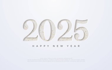 Mutlu yıllar 2025 Tasarım. 2025 sayısının illüstrasyonuyla birlikte. Mutlu yıllar 2024 'ü kutlamak ve selamlamak için en iyi vektör tasarımı.