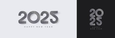 2025 numaralı yeni yıl stilin kutlu olsun. Lüks ve zarif çizgili sayılar. Tasarım takvimler, posterler veya parti davetleri için uygundur.