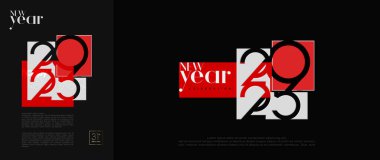 Modern happy new year 2025 design. With white numbers mixed with bold red. Premium vector cover, poster, banner design. clipart