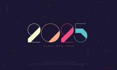 Eşsiz 2025 numara tasarımı. 2025 yılbaşı kutlamasını karşılamak için parlak bir tasarım. Selamlama için en iyi vektör tasarımı.