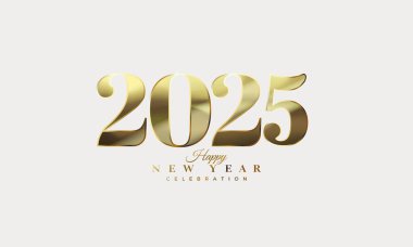 Mutlu yeni yıl tasarım vektör arka planı. Klasik altın numaraların resimleriyle, lüks ve zarif. Yeni yılı kutlamak için en iyi vektör arkaplanı.