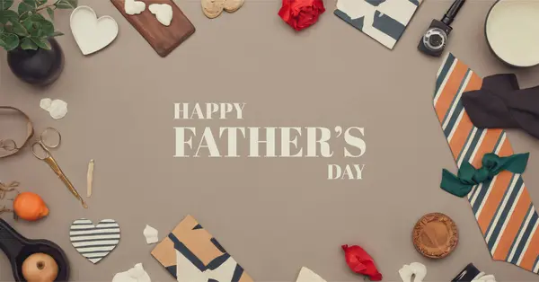 stock vector Happy father's day charming background. With retro illustrations. Design for greetings, invitations, banners and posters.