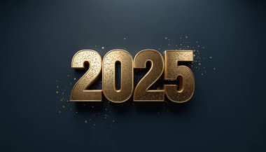 Zarif ve cesur: 2025, koyu mavi bir tuval üzerinde parlıyor. Afişler, sosyal medya iletileri ve posterleri için en iyi arkaplan.