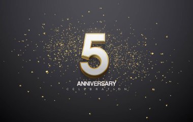 5. yıl dönümü kutlaması için 3D vektör tasarımı. Modern ve zarif premium vektör tasarımı.