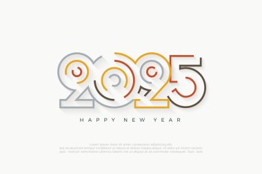 2025 yılını kutlamak için renkli bir çizgi çizimi. Afişler, posterler ve sosyal medya için en iyi tasarım vektör arkaplanı.
