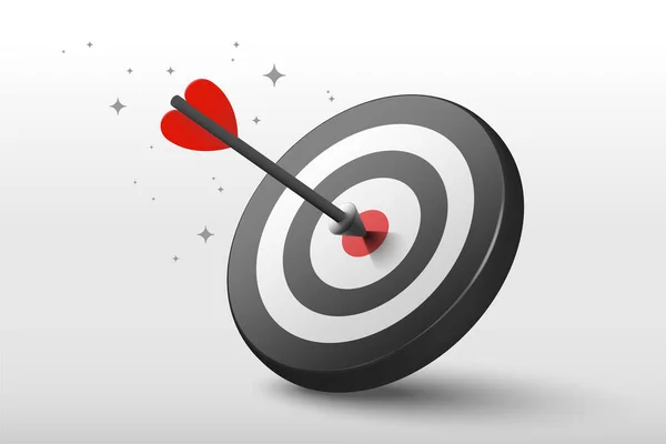 Red Dart Hit Center Dartboard Arrow Bullseye Target Business Success — Stok Vektör