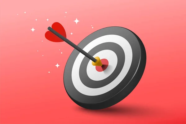 Black Dart Hit Center Dartboard Arrow Bullseye Target Business Success — Stok Vektör