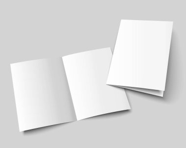 A4 brochure mock up layout. A3 half-fold blank template design. Flyer isolated with copy space. 3d vector illustration.