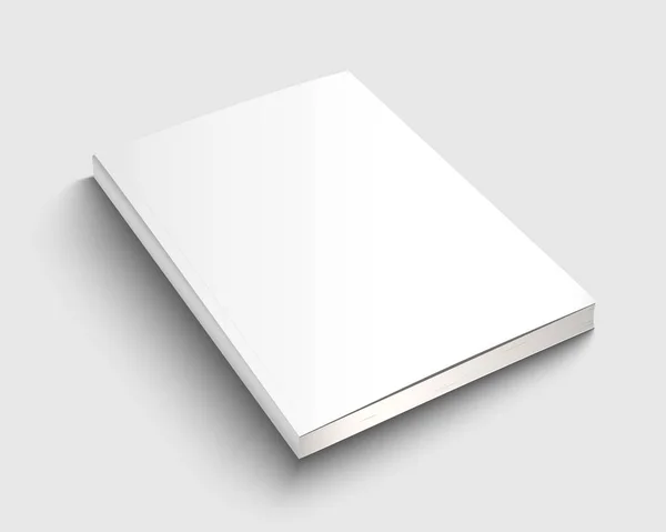 A4 book mock up with white hard cover layout. Blank journal template design. Textbook with copy space. 3d vector illustration.