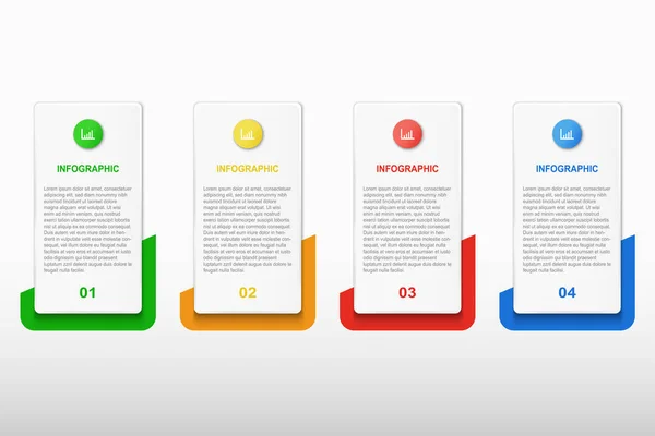 Infographic design vector template with 4 round rectangle step or option number. Business presentation, target goal report, project timeline, strategy plan, success information, flat diagram layout.