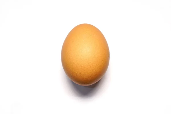 Білому Тлі Видніється Куряче Яйце Брауна Покладіть Одне Пасхальне Яйце — стокове фото