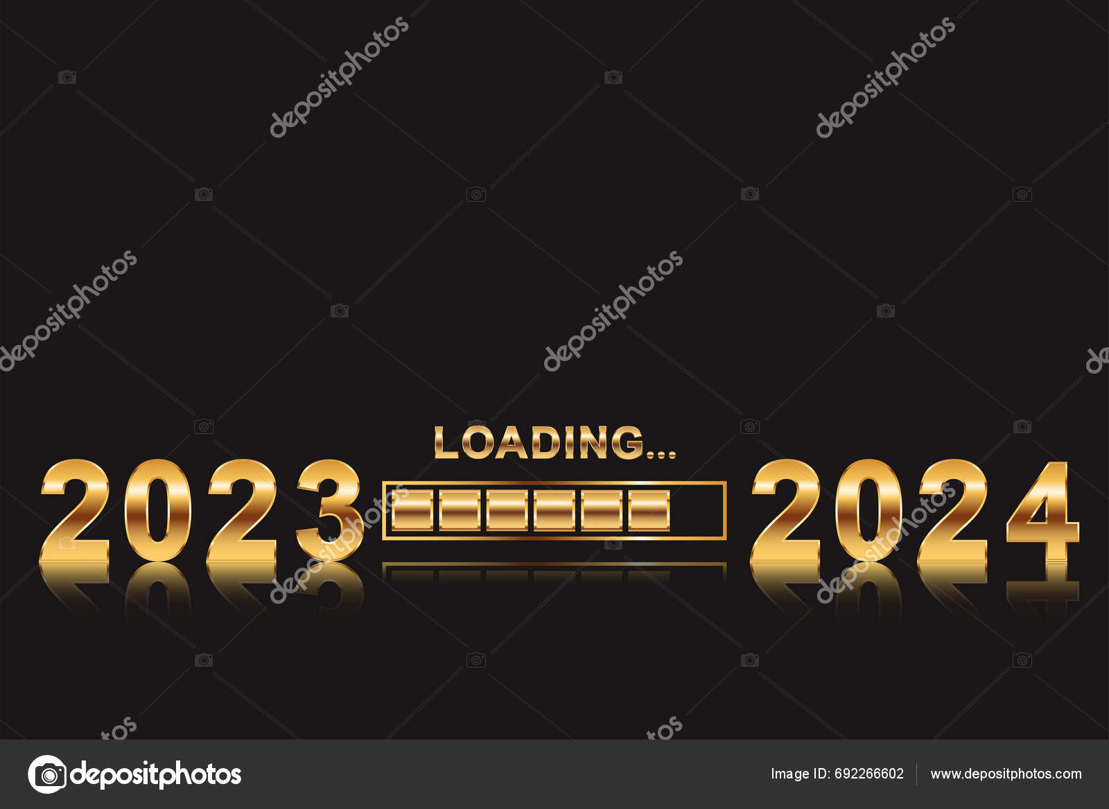 Golden Number 2023 Loading 2024 Black Scene Numbers Symbol 2024 Stock