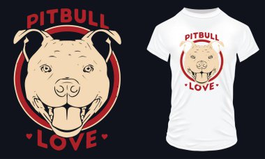 pitbull t-shirt tasarımı vektör çizimi 