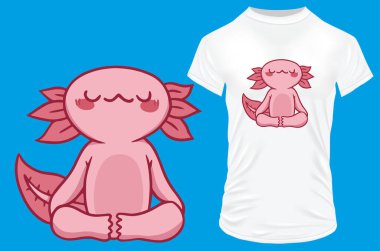 Axolotl yoga t-shirt tasarımı amaçlarınız için 