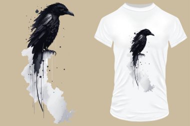  crow t-shirt tasarım vektörü 