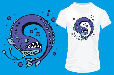 Yılan balığı t-shirt grafik tasarım vektörü çizimi 